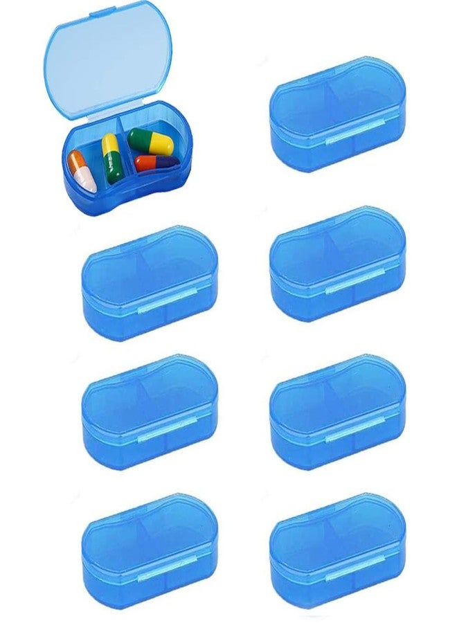 INVODA 8PCS Pill Case Organizer Pocket Small Pill Holder, Daily AM & PM containers, Medicine Holder, Ideal for Medication, Vitamin, Supplement, Perfect for Travel, Ideal for Purse (Blue) - Image 1